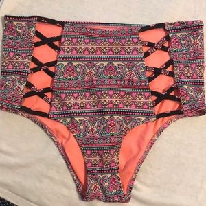 floral, cheeky swim bottoms